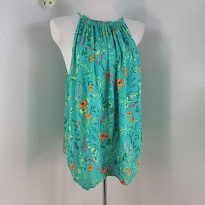 Long Tall Sally Teal Floral Halter Blouse